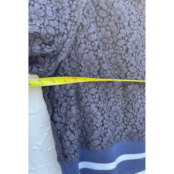 Zara Womens Pullover Long Sleeve Lace Sweater Top Blue Sz XS - Picture 6 of 7